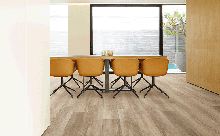 luxury vinyl plank flooring in office